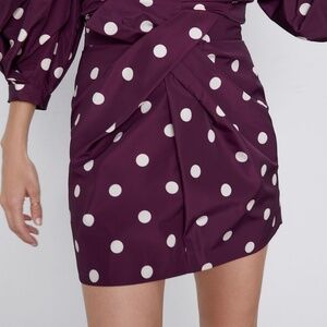 Polka Dot Taffeta Mini Skirt Eggplant